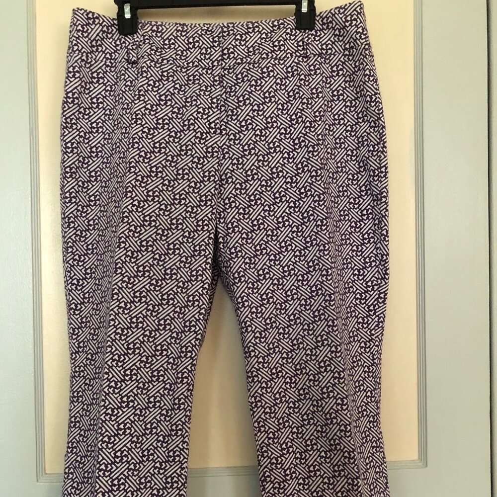 Talbots muted violet and eggshell cropped summer weight pants 14 Rare FInd